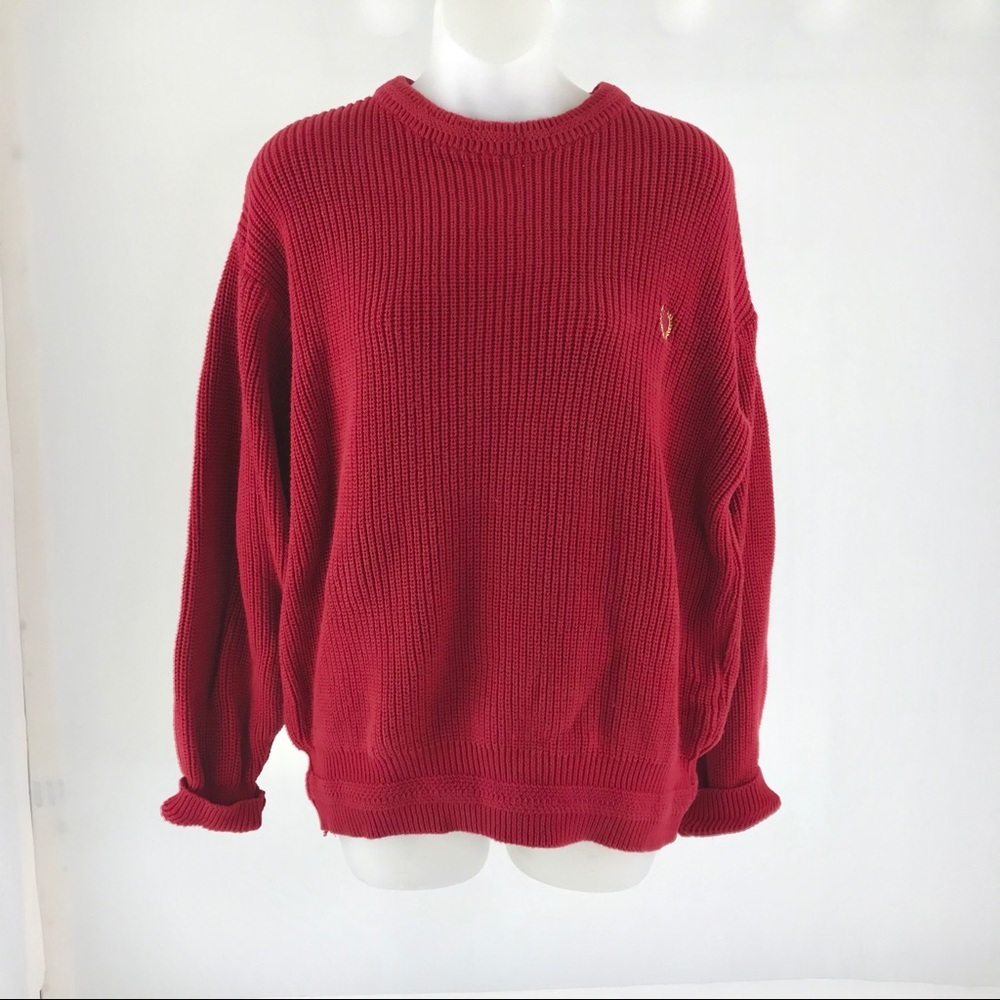 J. G. Hook Red Vintage Knit Grandpa Sweater